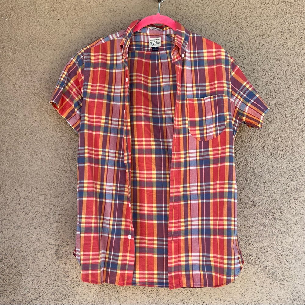 J.Crew Men’s Button Down Shirt Sleeve Plaid Camp Shirt Small